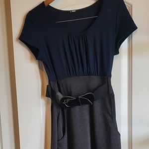 Knit Blue & Grey Block Dress